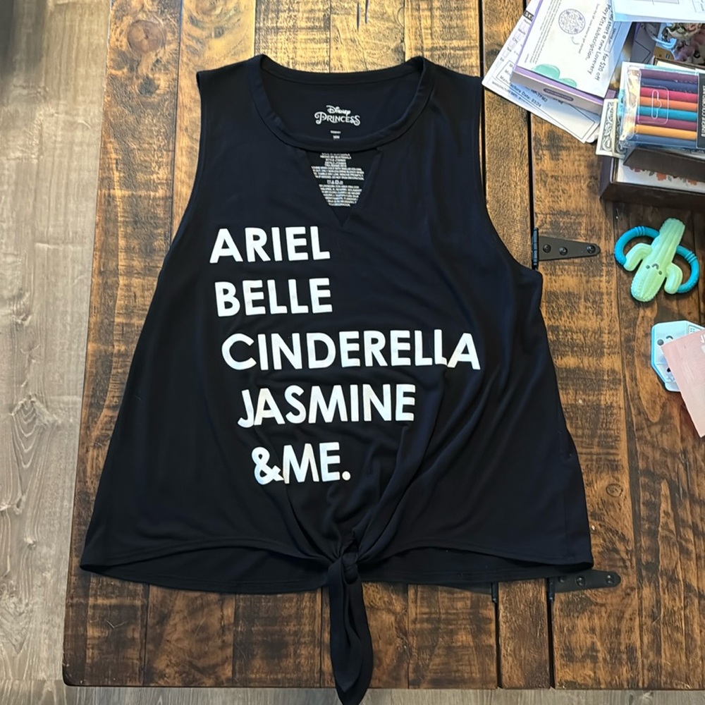 Disney Black Tank Top with White Text
